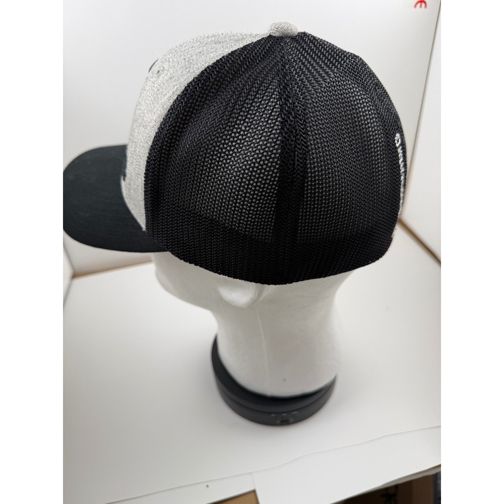 Browning Flexfit Trucker Hat Gray Black Mesh Back Buckmark Logo Stretch Fit Cap - Picture 8 of 13
